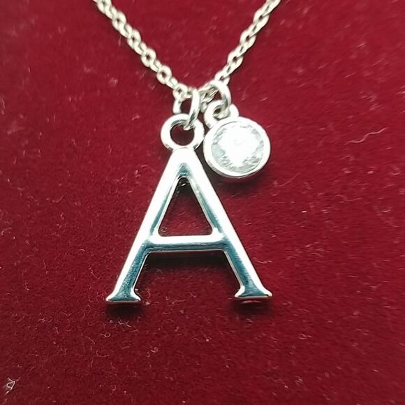 Silver Tone A Necklace - Picture 3 of 3